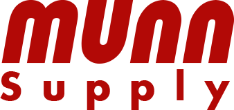 A red and green logo for the munn supply company.